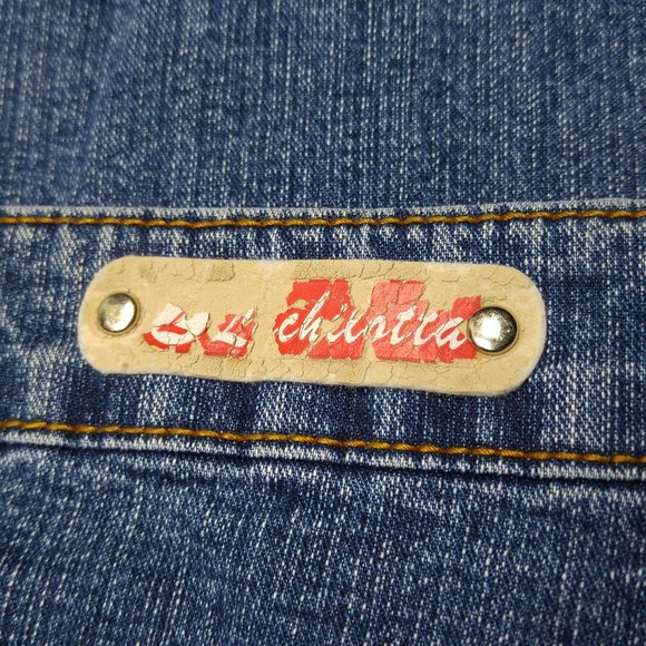 Lachilotta Flare Jeans Juniors 7 Embellished Bling Embroidered Stretch Low B055 - Picture 7 of 8